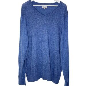 Croft & Barrow Men's Ragg Sweater XL Blue Cotton Modal Pullover V-Neck Layering‎